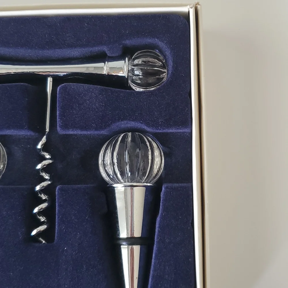 Royal Limited Vintage Crystal Corkscrew Wine Opener with 2 Wine Stoppers Box Set